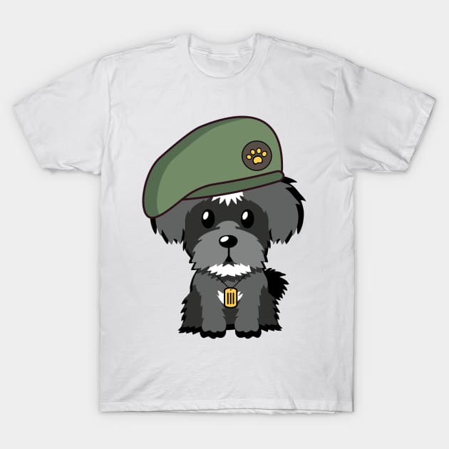 Green Beret Schnauzer T-Shirt by Pet Station